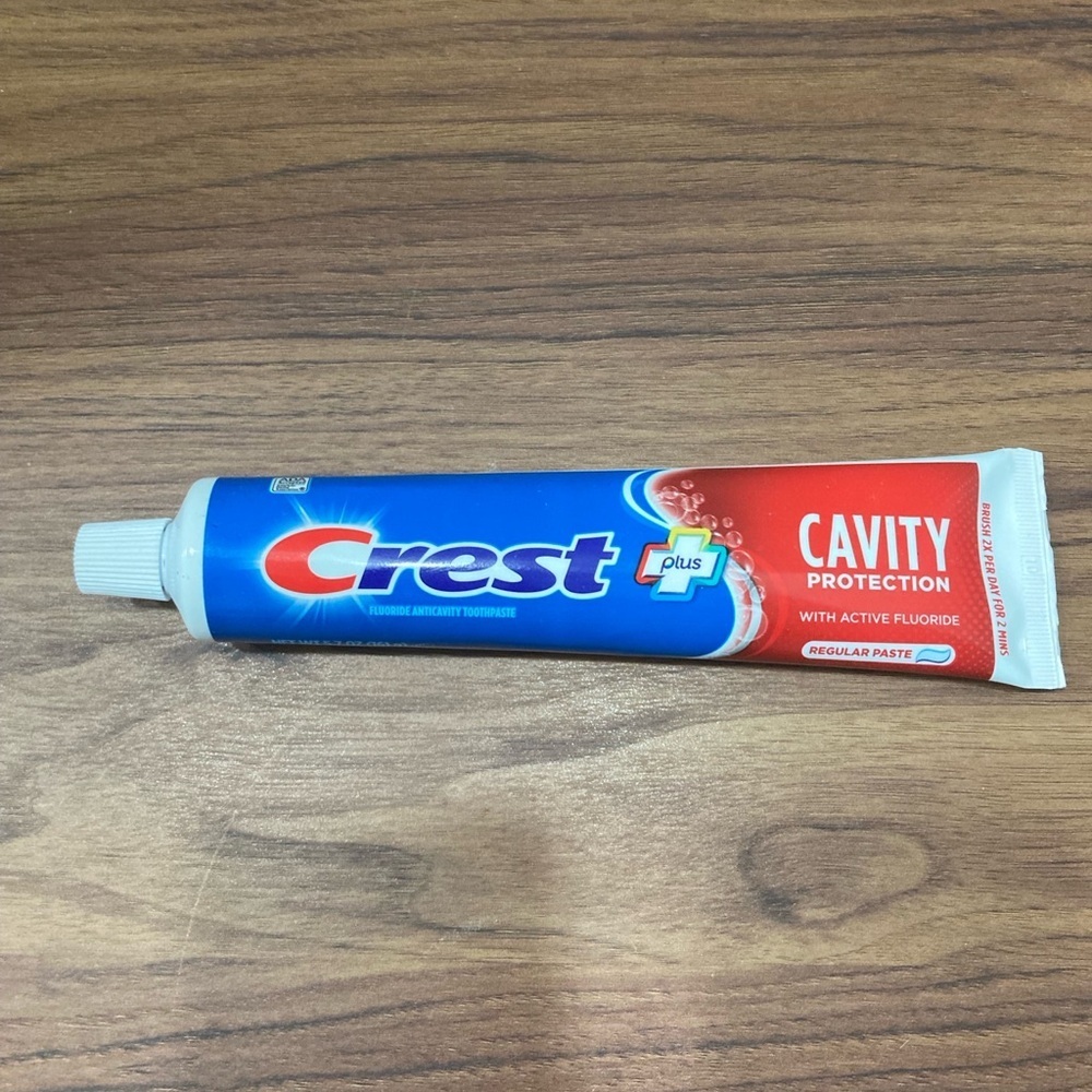 Crest Toothpaste Tube - Blue and Red Packaging - Picture 1 of 3